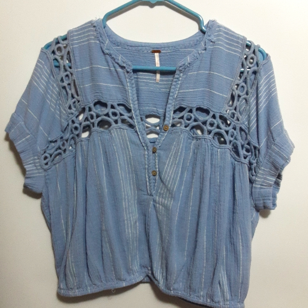 Free People Embroidered Crop Top